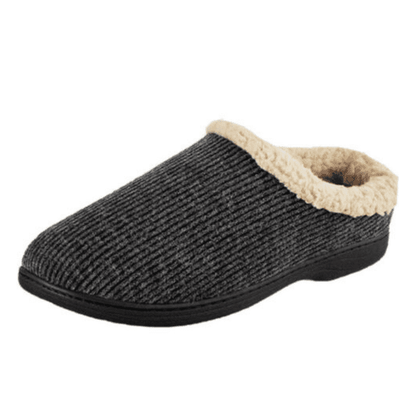 Isotoner Men's Warm Fleece Lining Memory Foam Hoodback Slipper (Smoky Taupe, 13-14)