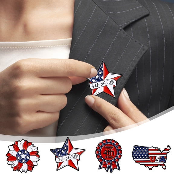 4th of July Decorations, Independence Day Flag Badge Metal Brooch Europe And The United States Clothes Bags Hats Accessories Badges Ornaments Present