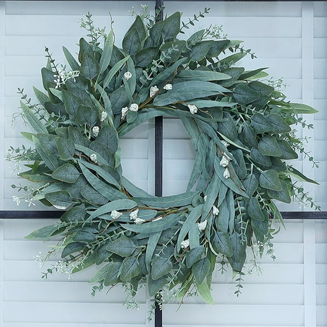 Corona YXZZWL de eucalipto, 66 cm, para puerta de entrada, todas las estaciones
