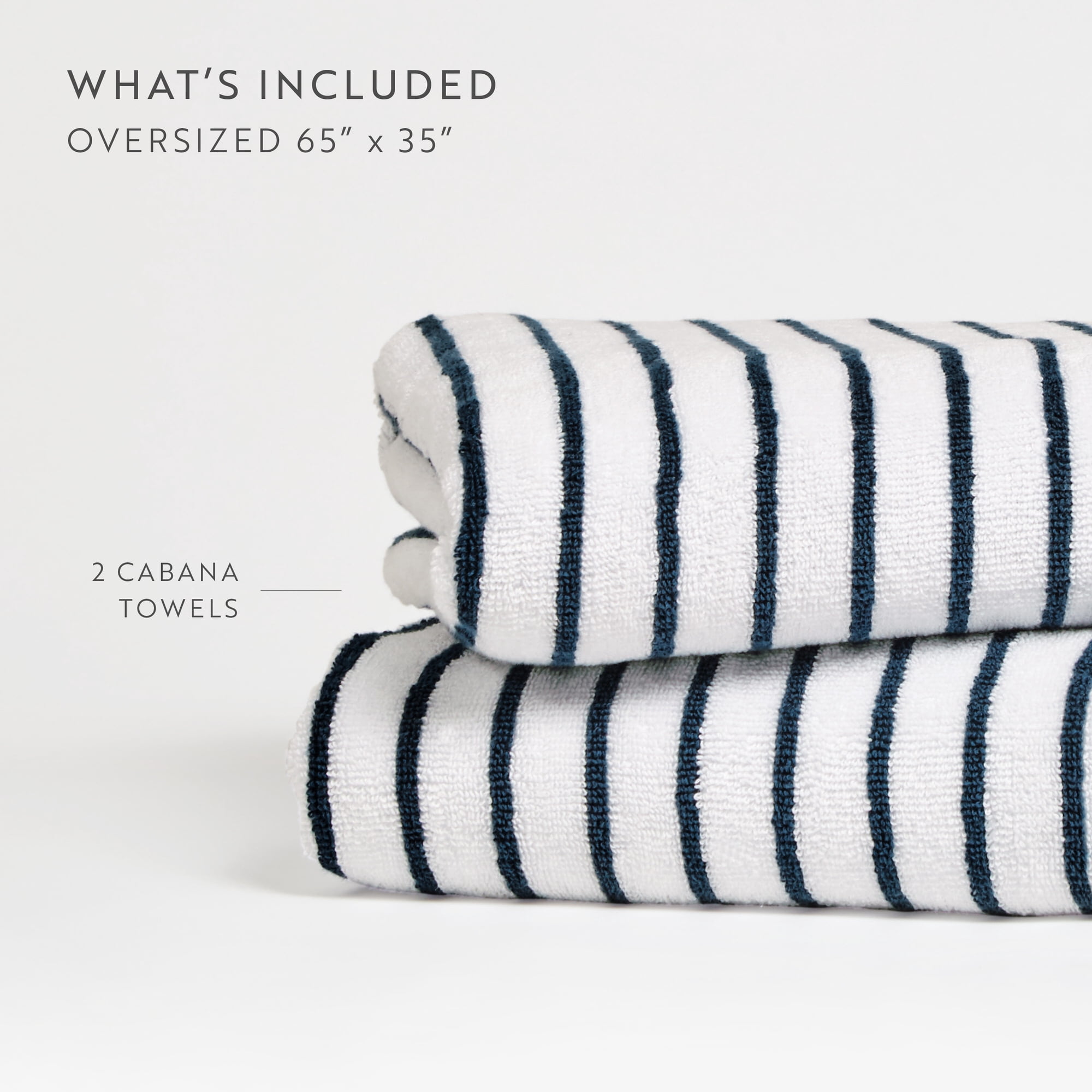 Comfort Canopy - Cabana Stripe Beach Pool Towels - Oversized 100% Ring Spun Cotton, Ultra Soft, Plush and Highly Absorbent, 35 x 65