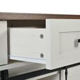 thumbnail image 2 of 53.7" 2 Sliding Barn Door Kitchen Island with Power Outlet and Drop Leaf, Spice Rack Rolling Kitchen Cart on Wheels, White, 2 of 34