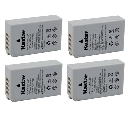 Kastar 4-Pack EN-EL24 Battery Replacement for Nikon EN-EL24 ENEL24 EN-EL24a ENEL24a Battery Nikon MH-31 Charger Nikon 1 J5 1J5 Nikon DL18-50 DL1850 Nikon DL24-85 DL2485 Digital Cameras