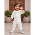 thumbnail image 4 of BemeyourBBs Baby Girls Jumpsuit Romper Newborn Coming Home Outfit Long Sleeve Doll Collar Frills Romper Fall Winter Spring Baby Essentials Clthes, 4 of 9