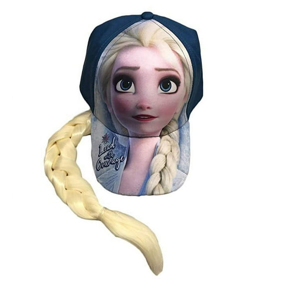 Frozen 2 Girls Child Disney Baseball Cap Hat With Blonde Ponytailz-Elsa