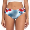 thumbnail image 1 of Disketp Culottes Rouges Drôles Crabe sur Rayures Bleues pour Femmes, sous-Vêtements en Coton Confortables, Culotte Flex Fit-3TG, 1 of 6