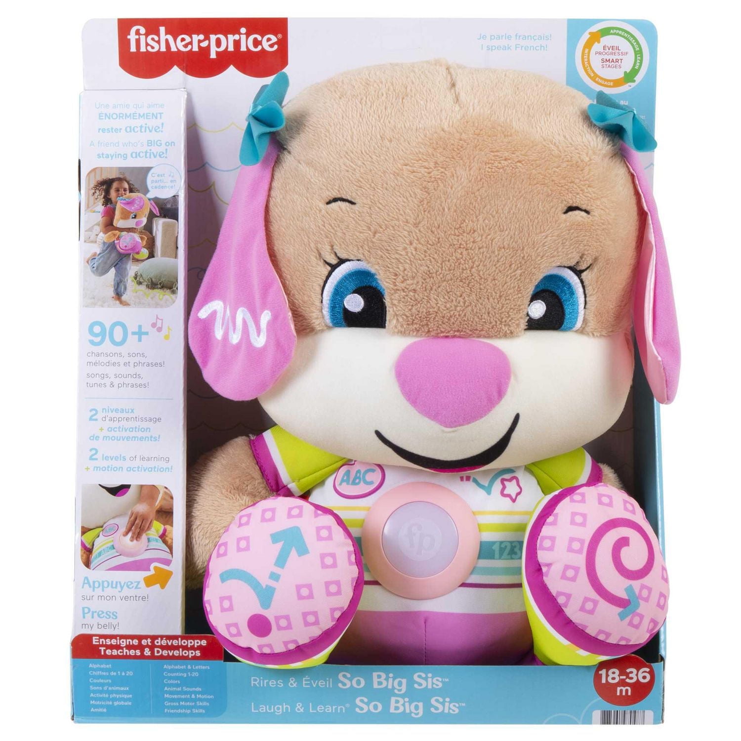 So Big Sis Rires et Éveil de ​Fisher-Price, grand jouet musical en peluche - Édition Française