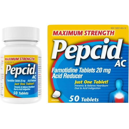 Maximum Strength Pepcid AC All-Day Heartburn Relief Treatment, 50 counts, famotidine
