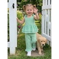 thumbnail image 5 of Loicainy Baby Toddler Girls 2 Piece Outfits 6 12 18 24 Months 2T 3T 4T 5T Plaid Sleeveless Round Neck Ruffled Tops and Pants Kids Clothes Set, 5 of 9