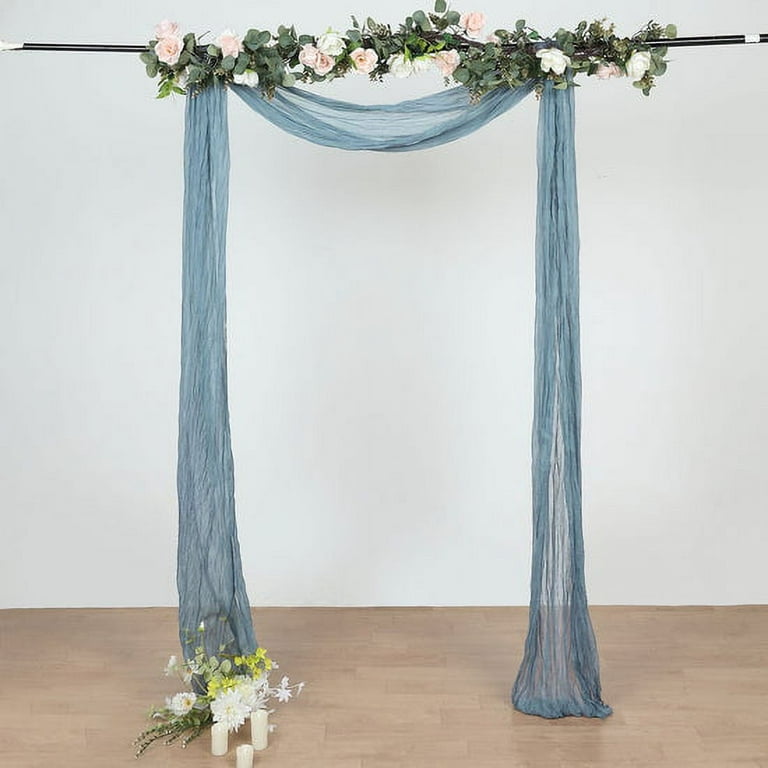 Efavormart 20ft Gauze Cheesecloth Dusty Blue Wedding Arch Drapery Fabric, Window Scarf Valance, Boho Arbor Decor Curtain Panel