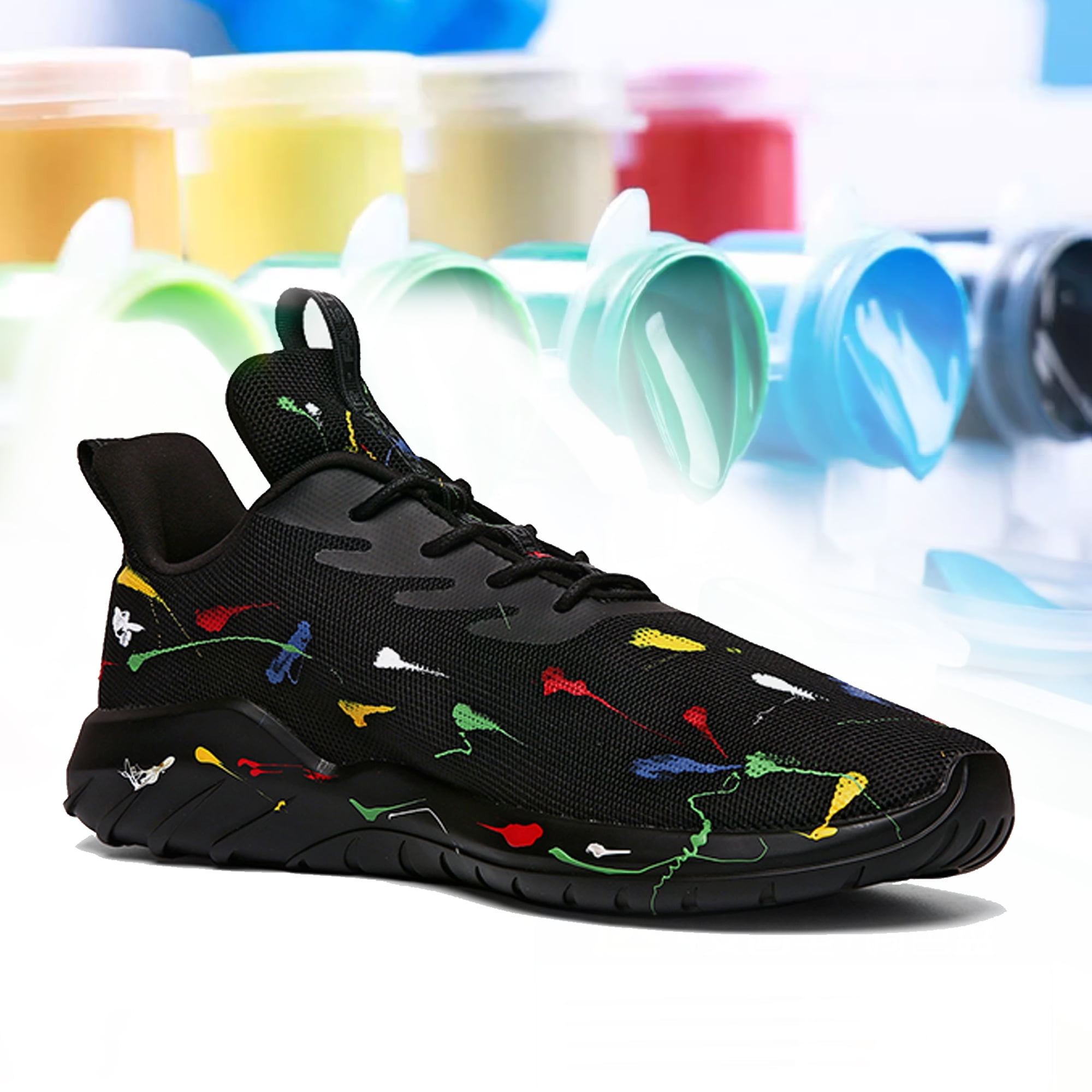 Men's Anti-slip Running Shoes Mesh Lightweight Breathable Training Black Sneakers Size 8