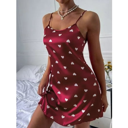 

SHUDAGENG Women s Fashion Sexy Lace Printing Wireless Bra Sexy Loungewear Suspender Nightdress Black
