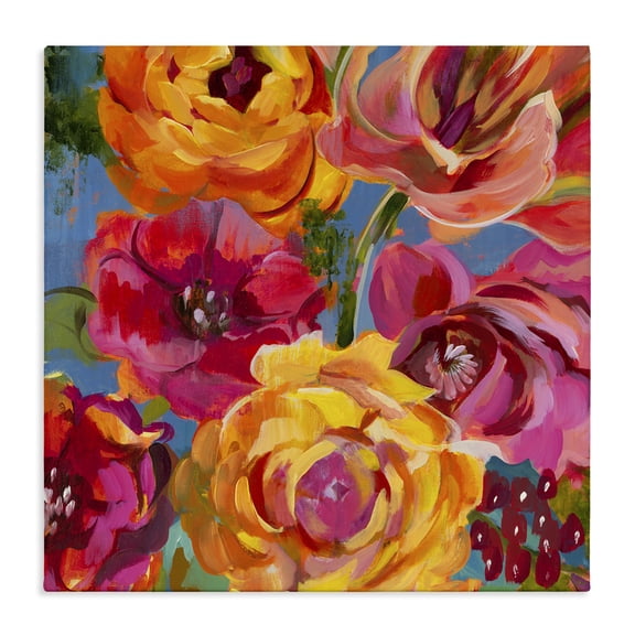 Stupell Industries Contemporary Pink & Yellow Florals Canvas Art, 17 x 17, by Liz Jardine