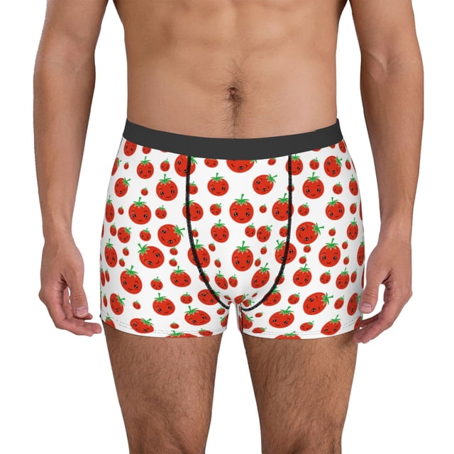 Balery Hand Drawn Tomatoes Calzoncillos bóxer para hombre, ropa interior de algodón suave y transpirable con cinturilla de nailon-Large