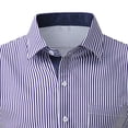 thumbnail image 2 of Felirenzacia George Men's Dress Shirt, Classic Striped Long Sleeve Shirt for Work with Chest Pocket,Purple,M, 2 of 5