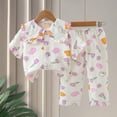 thumbnail image 3 of RUTAYY Children Girls Clothing Pajama Sets Cute Print Turndown Collar Long Sleeve with Button Tops Elastic Waist Pants Sleepwear Outfit Comfortable Fashion Loungewear, 3 of 3
