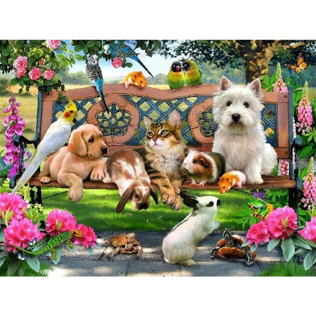 Cuadros Decorativos Diamante pintura 5D parque asiento animales DIY completo redondo taladro arte Kit Rhinestone Ehuebsd Nuevos Originales