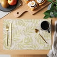 thumbnail image 2 of Green Willow Leaves Placemats Set of 8 Modern Dotted Boho Minimalist Art Place Mats Indoor Wipeable Table Mats Washable Cloth Dining Table Placemats for Kitchen Holiday Party Home Decor 13x19 Inch, 2 of 9