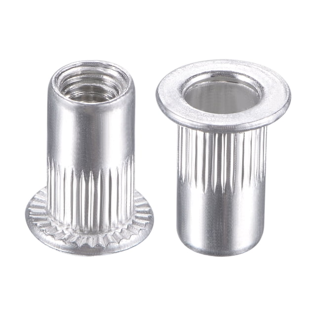Unique Bargains M4 Rivet Nuts Aluminium Alloy Knurled Flat Head Threaded Insert Nut Silver 25 pcs