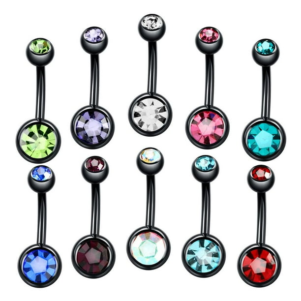 10 Unids 14g Bling Cristal Barbell Bar Piercing Joyería Sunnimix Anillos del ombligo del ombligo