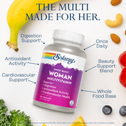 SOLARAY Once Daily Woman Multivitamin with Iron, Cellular Energy, Digestion, Red Blood Cell Support, Multivitamin for Women w/ Vitamin D, Vitamin B12, Prenatal Vitamins Support w/ Folic Acid, 90 Serv