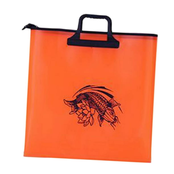 Bolsa de pesaje de pesca de 55 cm x 55 cm, bolsa de almacenamiento de pescado con asa de transporte y cierre hermético. Naranja