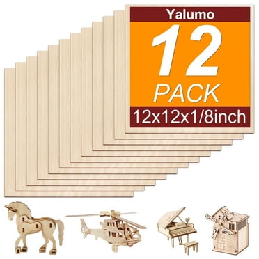 Yalumo 12 Packs Basswood Sheets, 12 x 12 x 1/8 Inch plywood sheets Unfinished Wood for Crafts 3mm Thick Basswood for Precision Cutting DIY Architectural Models, Wood Engraving, Wood Burning, Painting