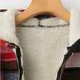 thumbnail image 5 of Womens Cropped Sherpa Fleece Lined Hooded Plaid Jacket Oversized Shacket Winter Warm Zip Up Flannel Coat Outerwear, 5 of 7