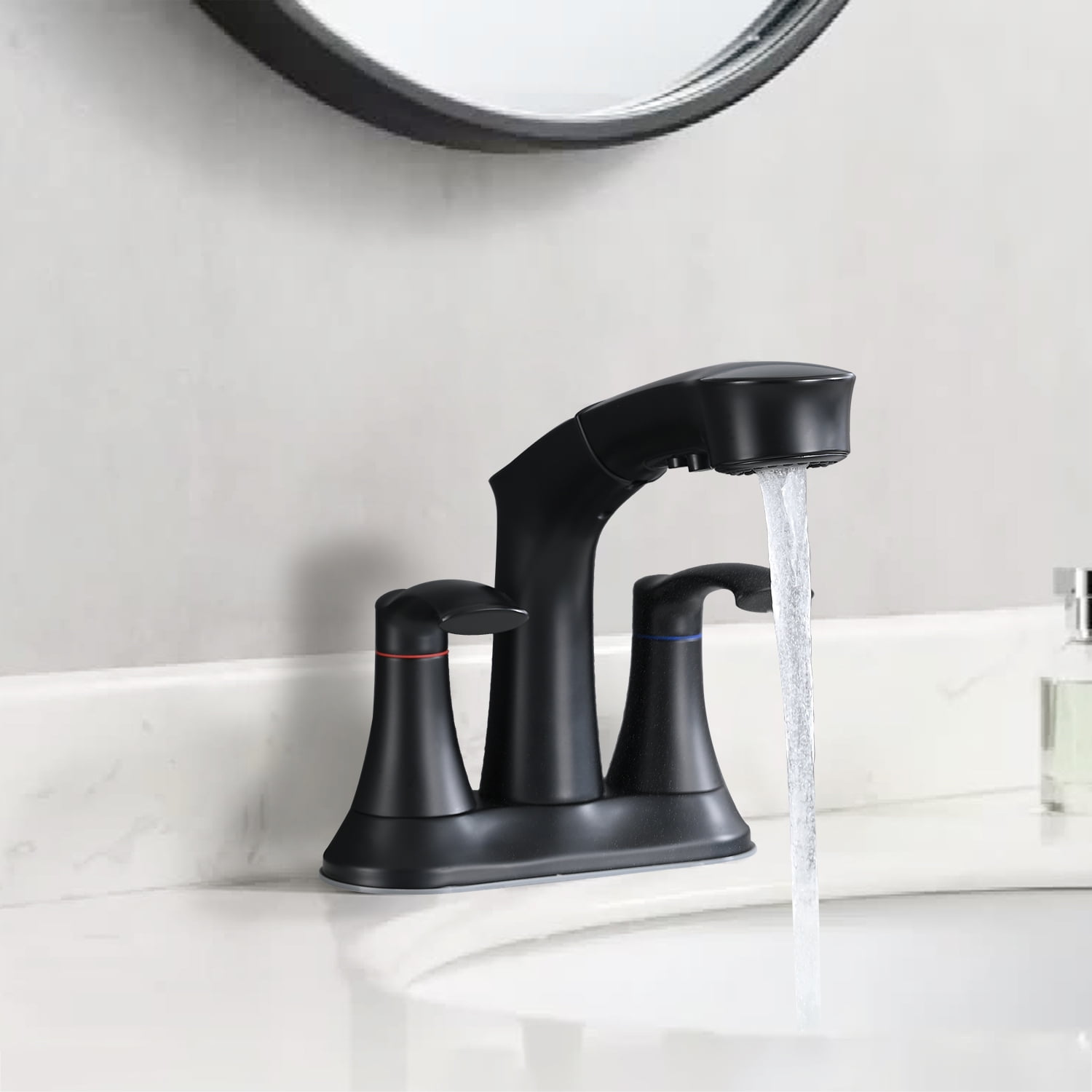 PROOX 4 in. Centerset Bathroom Sink faucet with Pull Out Sprayer Double Handles