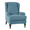 thumbnail image 2 of Wing Back Arm Chair Cover 2-Piece Wingback Sofa Slipcover Light Blue, 2 of 9