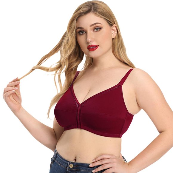 Women‘s Full Figure Plus Size Push Up MagicLift Original Wirefree Support Bra Wine Red 40DD Cup