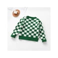 thumbnail image 3 of Franhais Toddler Boy Girl Knitting Cardigan, Checkerboard Print V-Neck Long Sleeve Button Closure Coat for Spring Autumn, 3 of 8