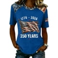 thumbnail image 3 of Youpwaven Women's 250th Anniversary USA 1776-2026 T-Shirt, Patriotic Waving Flag Graphic Top, 250 Years Celebration Independence Day Crew Neck Tee, 3 of 5