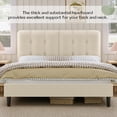 thumbnail image 6 of Merluxy Queen Bed Frame with Adjustable Headboard, Velvet Upholstered Platform Bed with Thick Backrest /No Box Spring Needed, Cream, 6 of 9