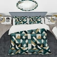thumbnail image 2 of Designart "Modern Teal And Golden Geometric Tiles I" Geometric Bedding Covert Set - Modern & Contemporary Bed Set With 2 Shams, 2 of 5