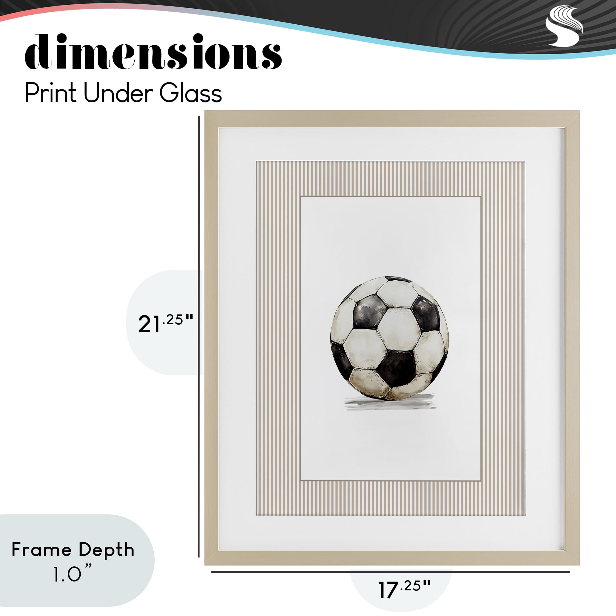 Stupell Industries Vintage Sports Soccer Ball Birch Framed Print Under Glass, design by Christine Simpson Art