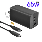 Wegear 65W USB-C Multi-Port GaN Charger Foldable Wall Charger, Fast Charging with Type C Cable, Black