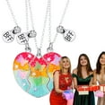 thumbnail image 6 of BFF Necklace for 3, BFF Magnetic Matching Heart Necklace, Best Friends Forever Necklaces for 3 BFF Heart Puzzle Matching Alloy Pendant Necklaces Set, 6 of 10