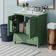 thumbnail image 4 of Harper & Bright Designs 30" Bathroom Vanity with Sink Combo, Bathroom Cabinet with Ceramic Top, Multifunctional Storage Doors and Drawer, Green, 4 of 17