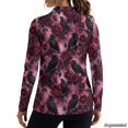 thumbnail image 3 of Xoenoiee Raven Crow Rose Flower Print Women's Polo Shirts Long Sleeve Quick Dry UPF 50+ Sun Protection Golf Tops V Neck Collared Design for Business Casual Work Tennis Pickleball Athletic, Size S, 3 of 7