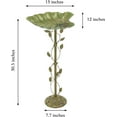 thumbnail image 4 of 15" L*30.5" H Cast Iron Pedestal Bird Bath, Metal Bird Baths for Outdoors, Green Birdbath, Free Standing Bird Feeder Seed Tray Garden Yard Decor, 4 of 11