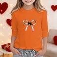 thumbnail image 2 of Girls Bowknot Short Sleeve Shirts Casual 3/4 Sleeves Girls Casual Tops Size 8-10 Crewneck Trendy Loose Tee Shirts Holiday T Shirts Size 6-7 Years,1-Orange, 2 of 4