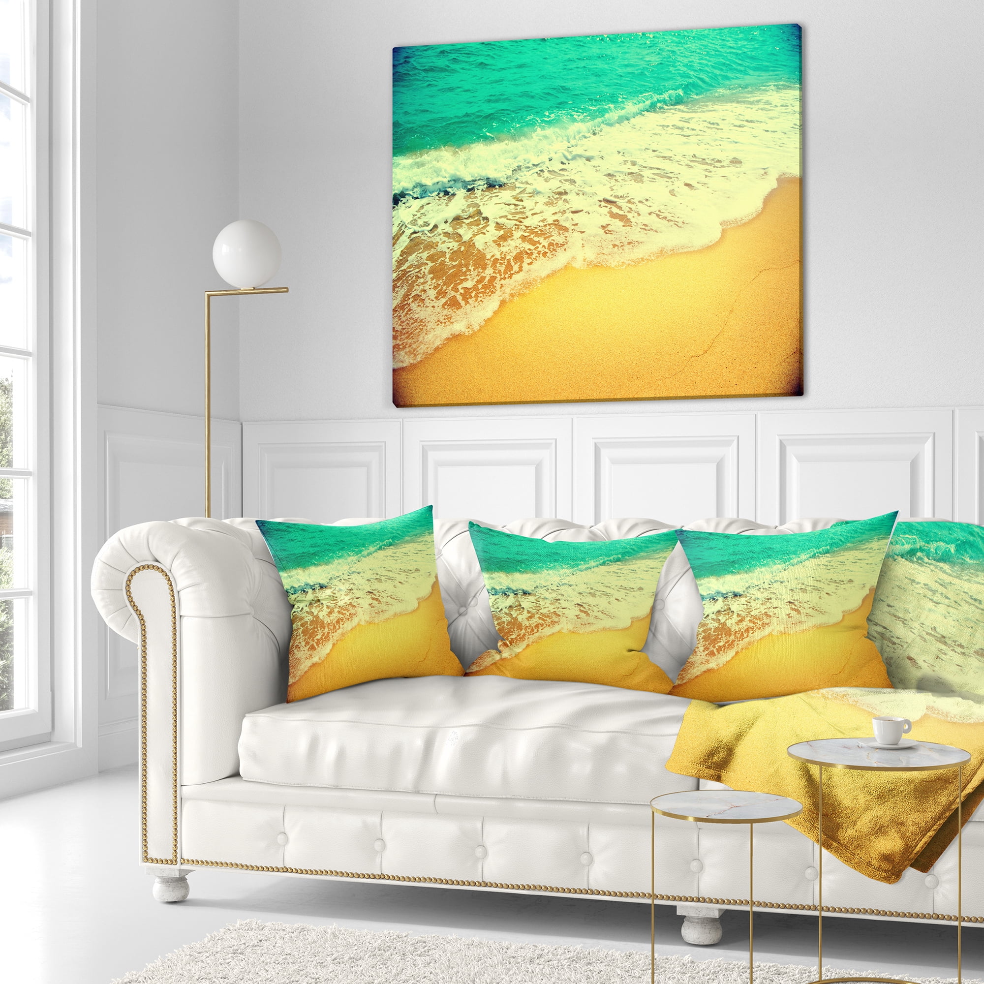 Designart Beautiful Sea Summer Background - Seashore Throw Pillow - 18x18