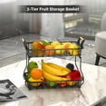 thumbnail image 2 of Andoer 2 Tier Fruit Storage Basket Kitchen Countertop Organizer with Wooden Handle Mesh Carbon Steel Bowl for Bread Vegetable Fruit Basket Detachable Metal Rectangular Wire Basket, 2 of 7