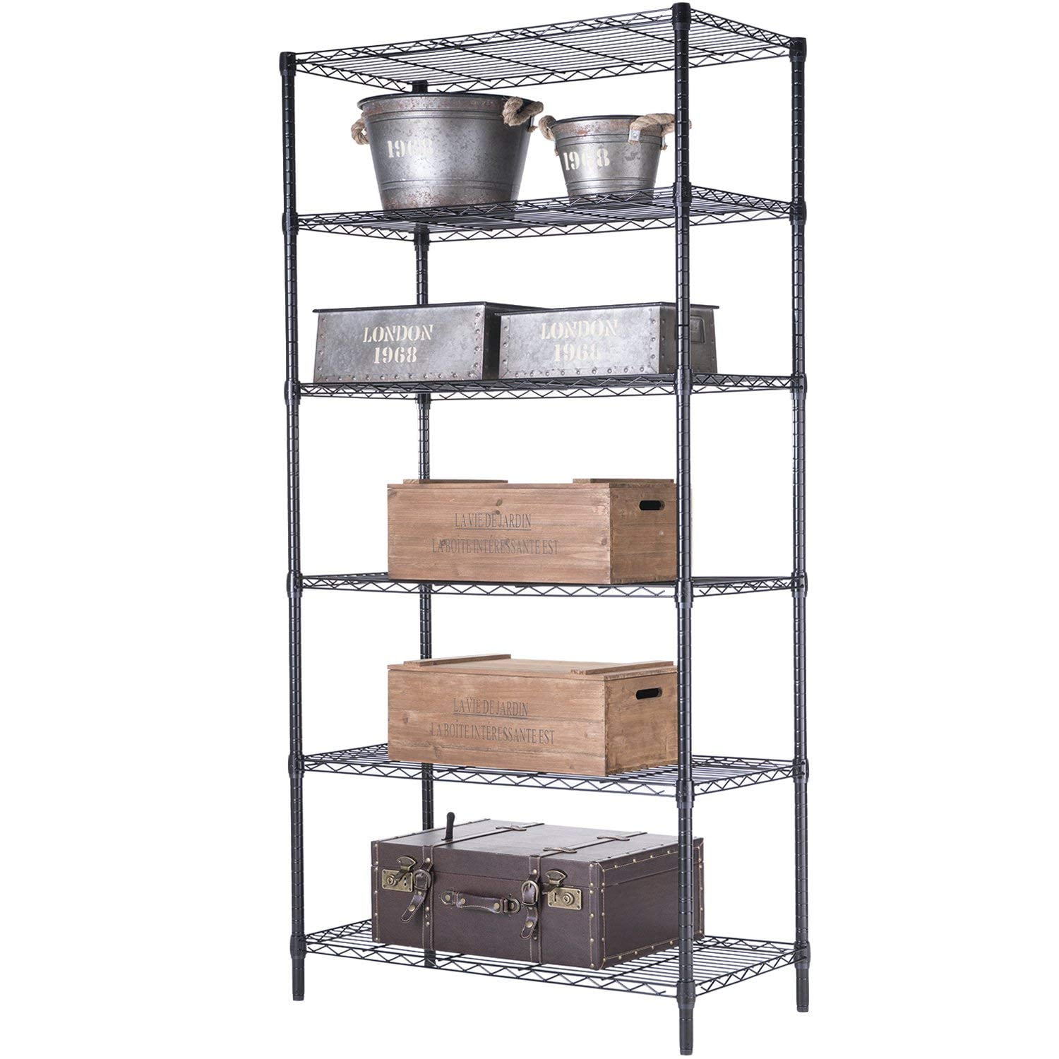 Details about   Devo 6-Shelf Adjustable Height Storage Shelf Standing Organizer Shelf B s a e 48 