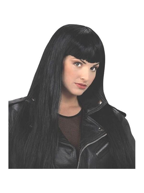 Long Black Straight Wig With Fringe Womens Cher Popstar Wig Fancy Dress P1546 