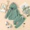 thumbnail image 2 of Kids Baby Boys Girls Long Sleeve Patchwork Hoodie Sweatshirt Tops Striped Pants Trousers Outfit Set 2PCS Clothes Casual Joggers 4t Outfit Set 3month Boys, 2 of 7