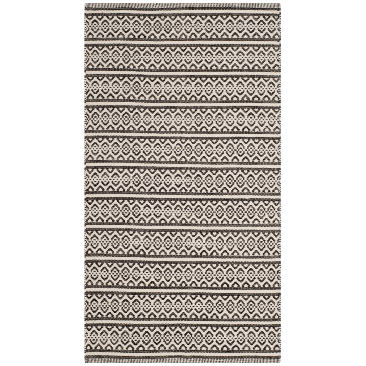 SAFAVIEH Montauk Randall Geometric Cotton Runner Rug, Ivory/Black, 2'3" x 6'