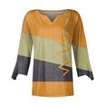 thumbnail image 3 of ICHUANYI Clearance Fashion Woman V Neck Three Quarter 3/4Sleeve T Shirt AutumnBlouse Tops Sweatshirt(Yellow, S) ICHUANYI WER2023080907678, 3 of 4