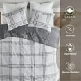 thumbnail image 3 of Intelligent Design Full/Queen Comforter Sets, 3-Piece Reversible Bedding Set, Windowpane Plaid Comforter Bedding Set, White/Gray, 3 of 8