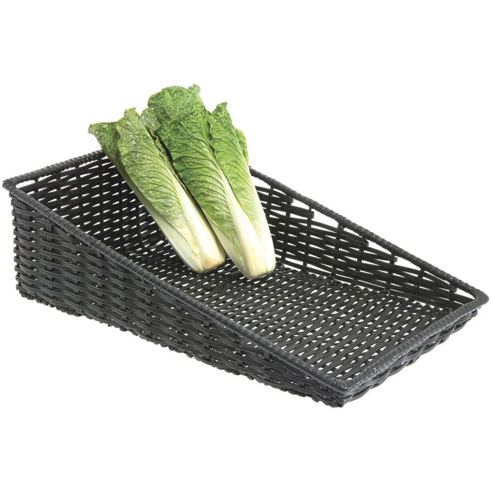 HUBERT Wicker Look Tapered Storage Basket, Rectangular Black- 15 1/2"L x 24"D x 1 1/2" to 7"H